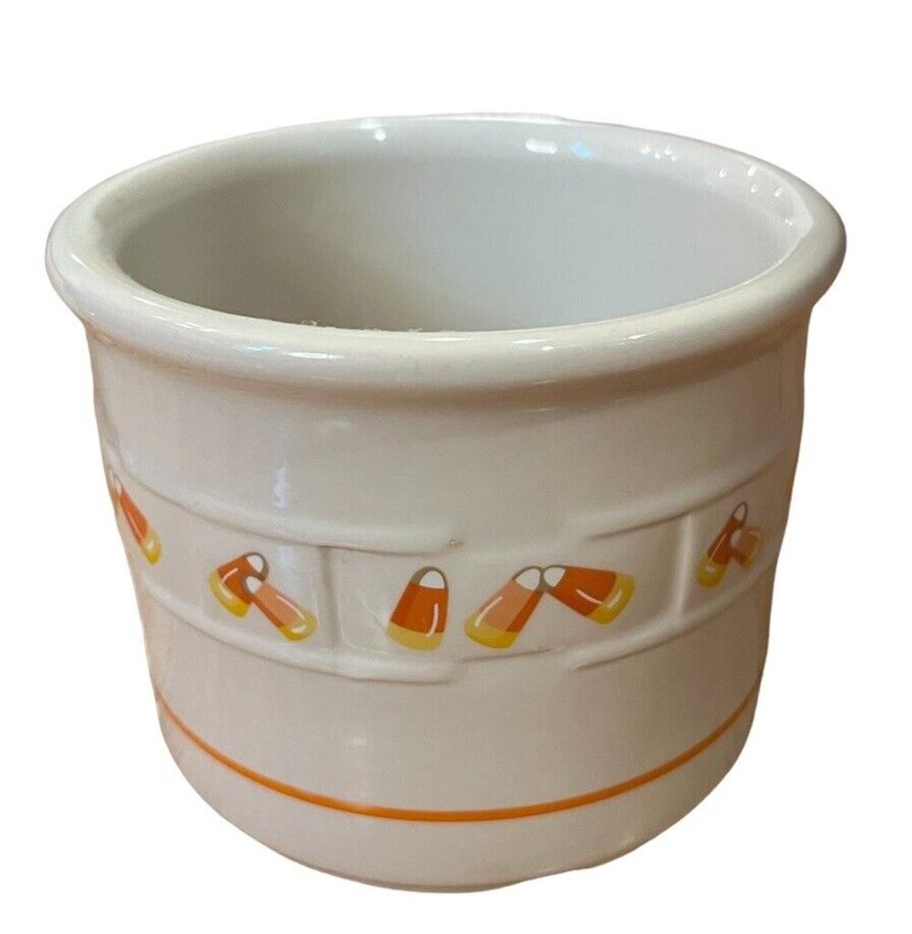 Longaberger Candy Corn 1 Pint Crock Fall Halloween USA Pottery READ